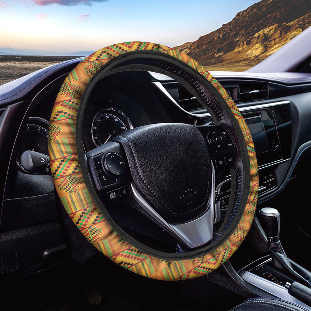 Bonwire Kente Pattern Print Car Steering Wheel Cover