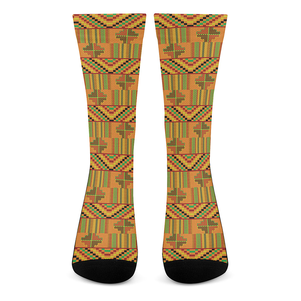 Bonwire Kente Pattern Print Crew Socks