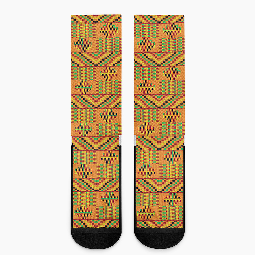 Bonwire Kente Pattern Print Crew Socks