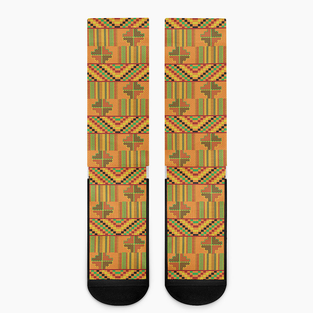 Bonwire Kente Pattern Print Crew Socks