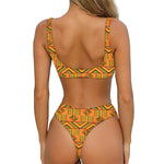 Bonwire Kente Pattern Print Front Bow Tie Bikini