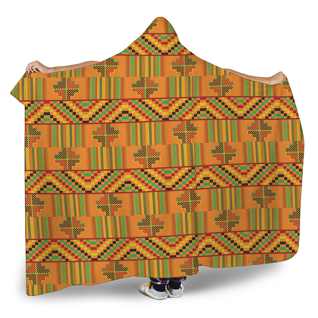 Bonwire Kente Pattern Print Hooded Blanket