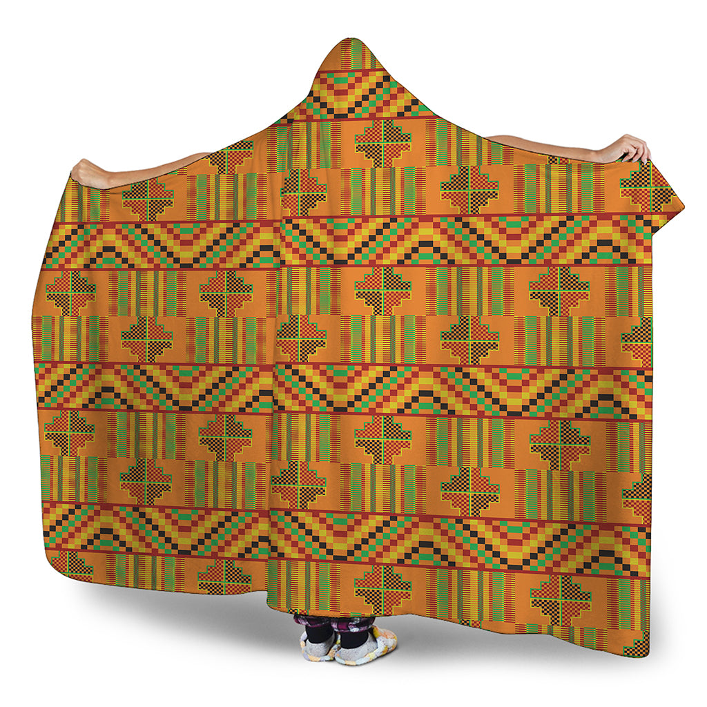 Bonwire Kente Pattern Print Hooded Blanket
