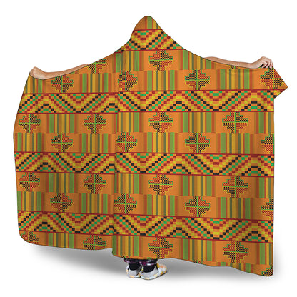 Bonwire Kente Pattern Print Hooded Blanket