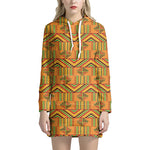 Bonwire Kente Pattern Print Hoodie Dress