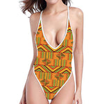 Bonwire Kente Pattern Print One Piece High Cut Swimsuit