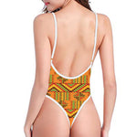 Bonwire Kente Pattern Print One Piece High Cut Swimsuit