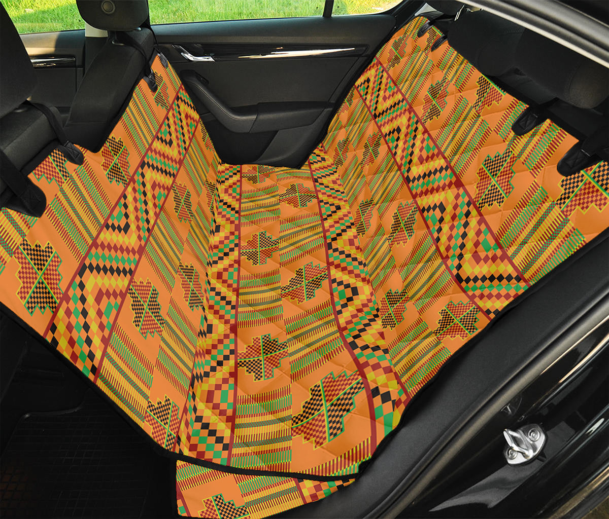 Bonwire Kente Pattern Print Pet Car Back Seat Cover
