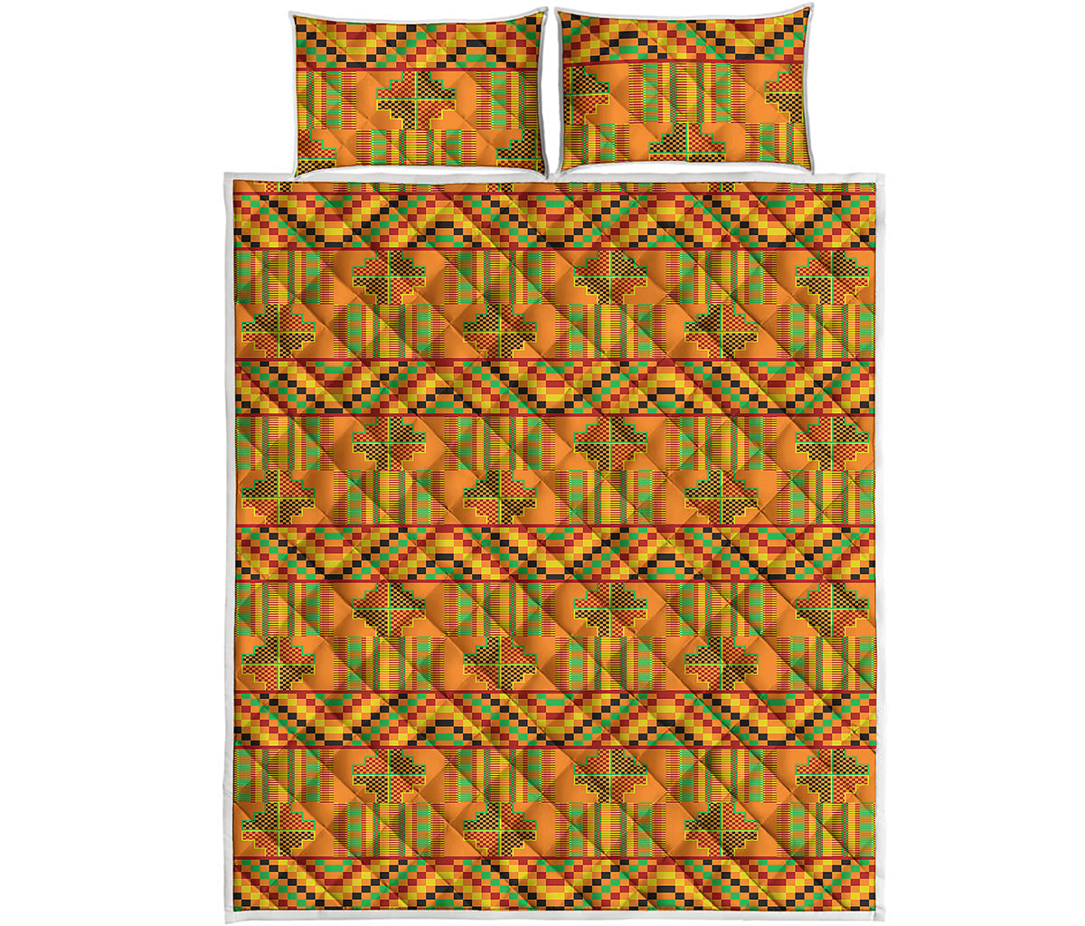 Bonwire Kente Pattern Print Quilt Bed Set
