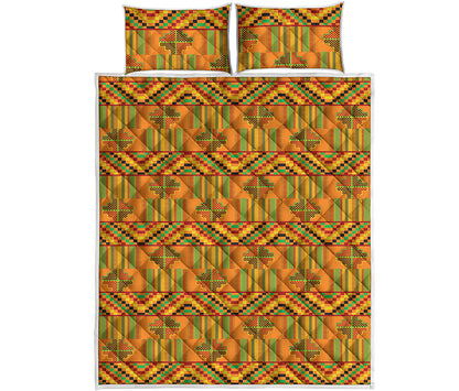 Bonwire Kente Pattern Print Quilt Bed Set