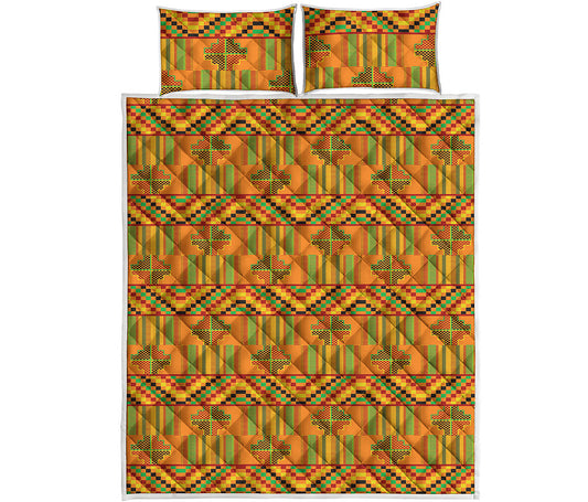 Bonwire Kente Pattern Print Quilt Bed Set