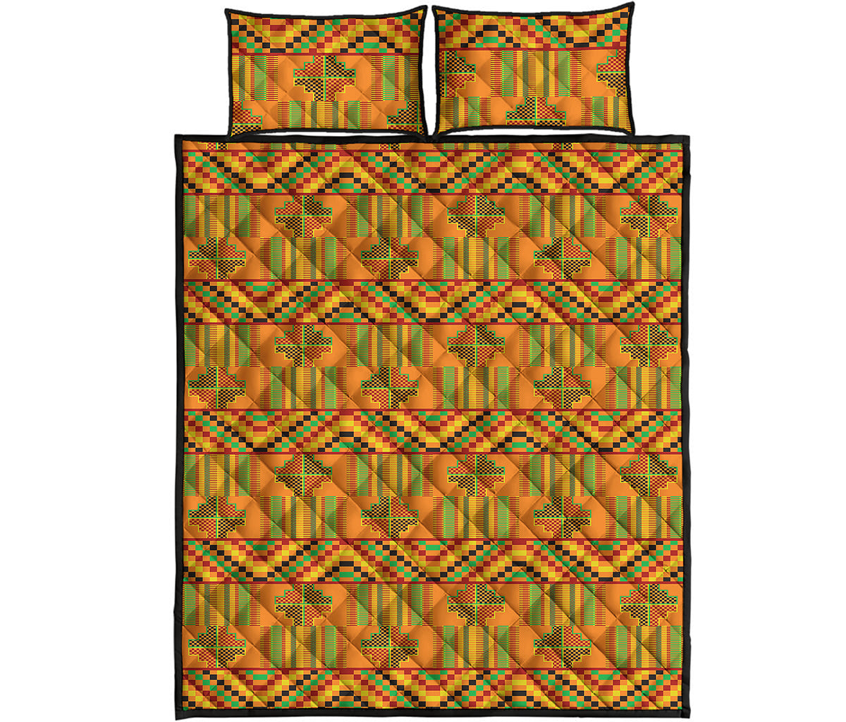 Bonwire Kente Pattern Print Quilt Bed Set