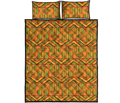 Bonwire Kente Pattern Print Quilt Bed Set