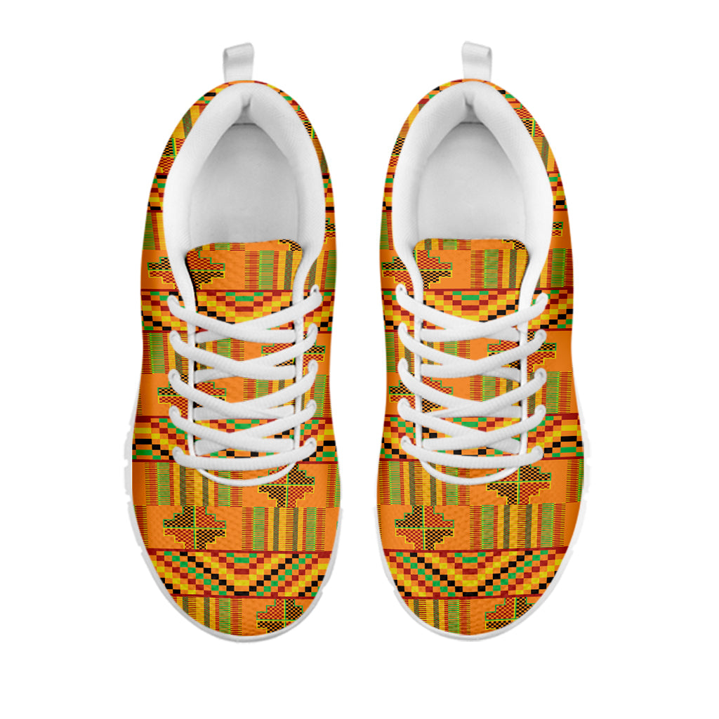 Bonwire Kente Pattern Print White Sneakers
