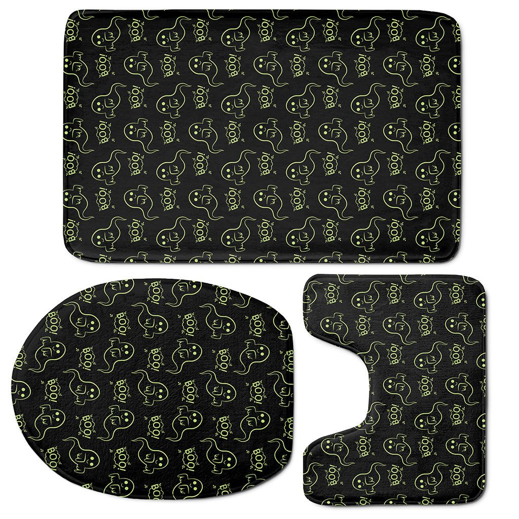 Boo Ghost Pattern Print 3 Piece Bath Mat Set