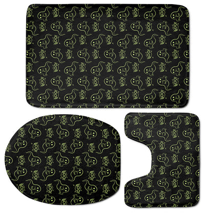 Boo Ghost Pattern Print 3 Piece Bath Mat Set