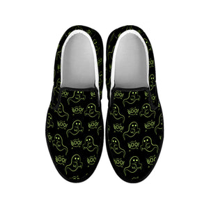 Boo Ghost Pattern Print Black Slip On Shoes