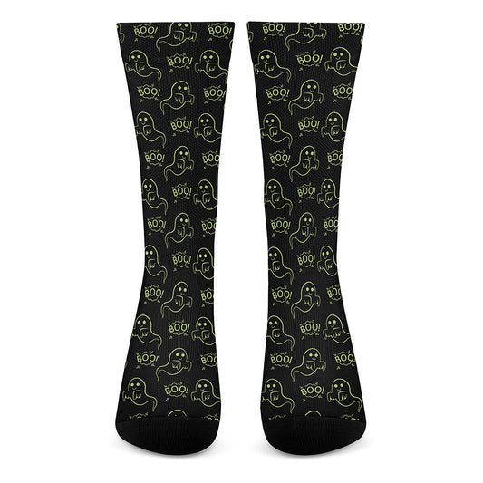 Boo Ghost Pattern Print Crew Socks