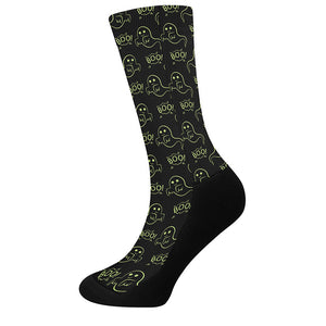 Boo Ghost Pattern Print Crew Socks