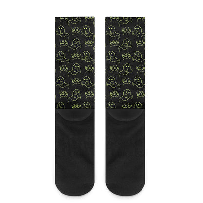 Boo Ghost Pattern Print Crew Socks