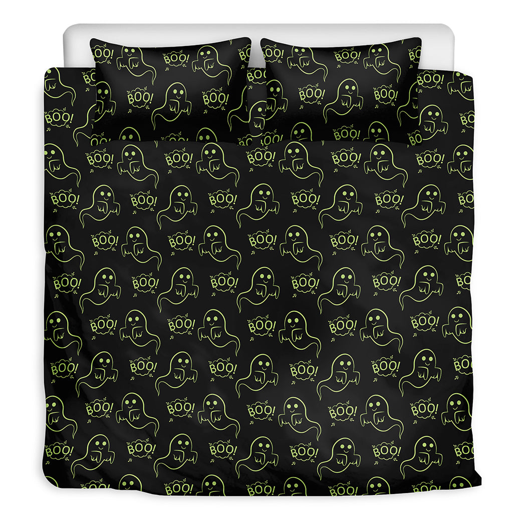 Boo Ghost Pattern Print Duvet Cover Bedding Set