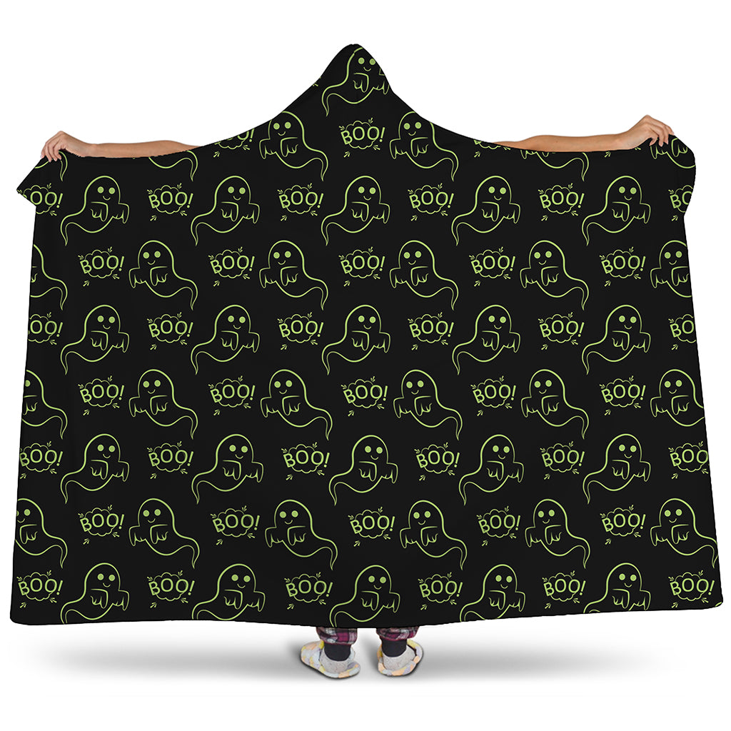 Boo Ghost Pattern Print Hooded Blanket