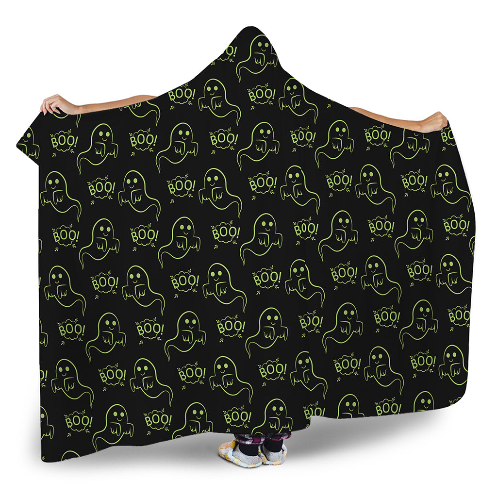 Boo Ghost Pattern Print Hooded Blanket