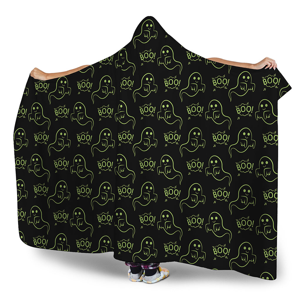 Boo Ghost Pattern Print Hooded Blanket