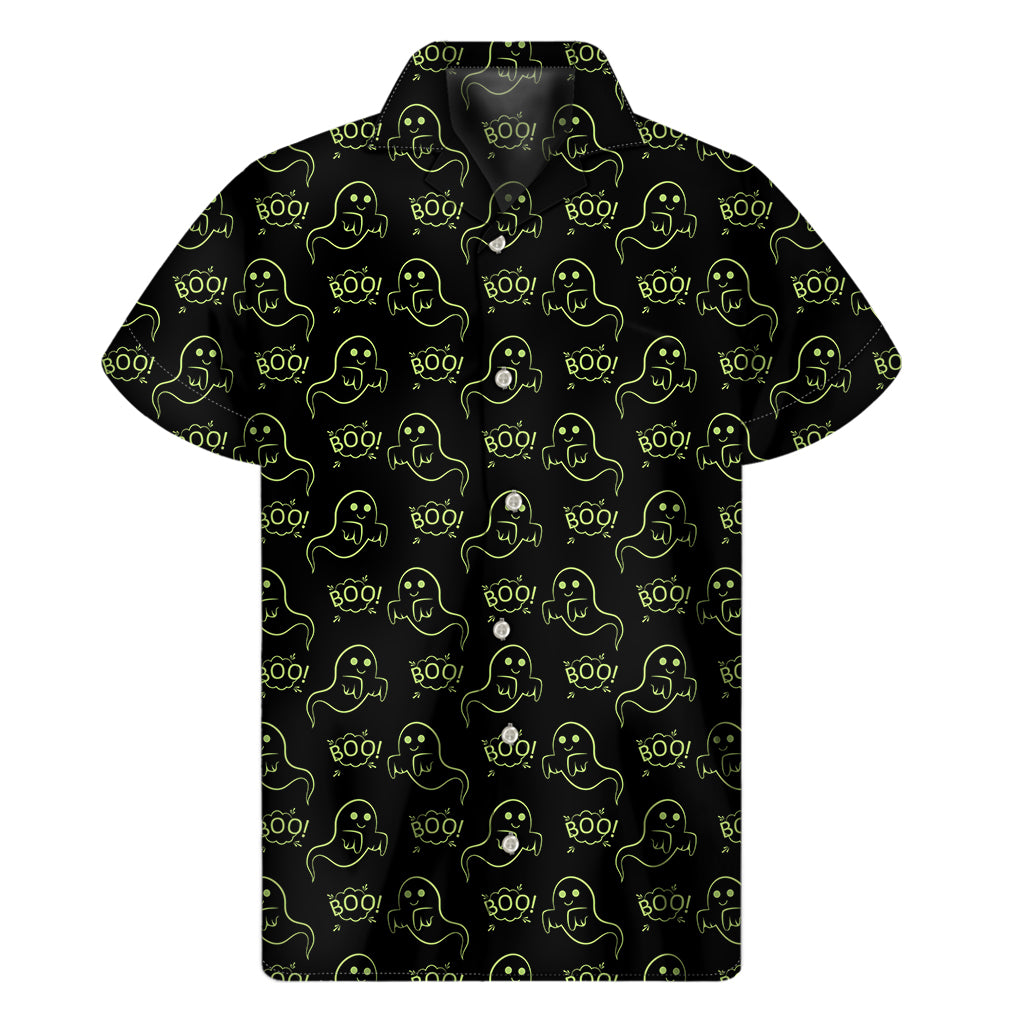 Boo Ghost Pattern Print Men's Short Sleeve Shirt