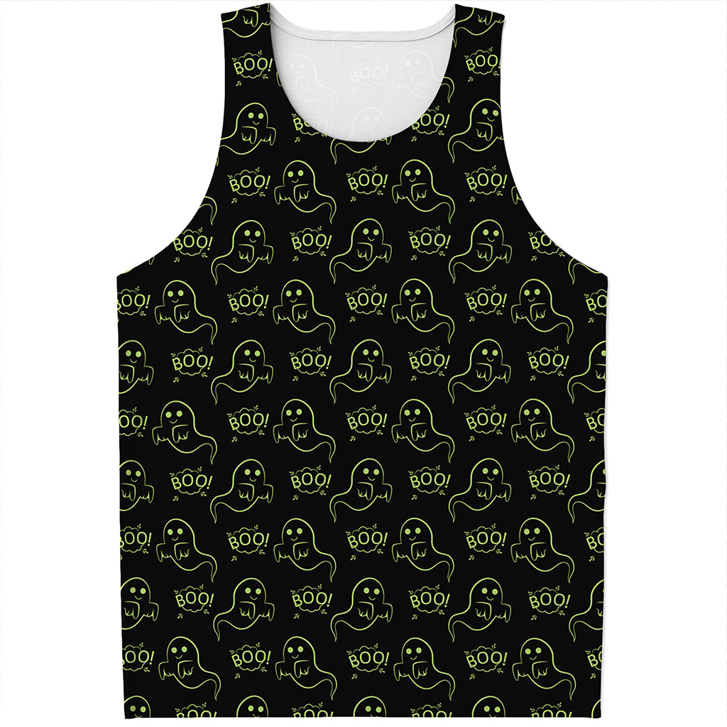 Boo Ghost Pattern Print Men's Tank Top