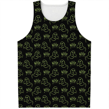 Boo Ghost Pattern Print Men's Tank Top