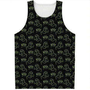 Boo Ghost Pattern Print Men's Tank Top