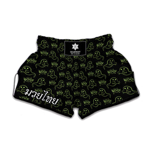 Boo Ghost Pattern Print Muay Thai Boxing Shorts