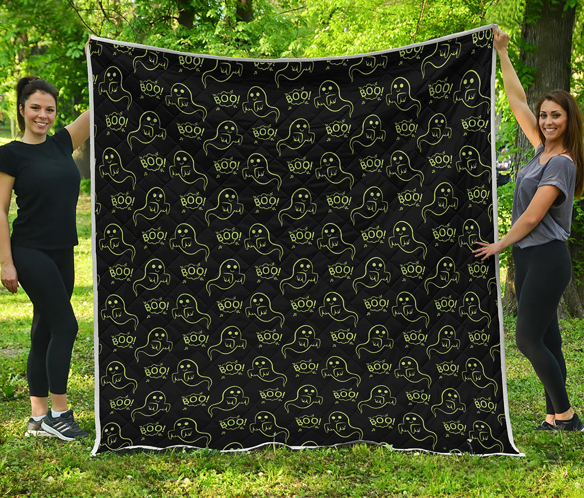 Boo Ghost Pattern Print Quilt
