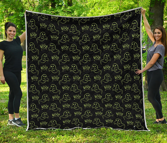 Boo Ghost Pattern Print Quilt