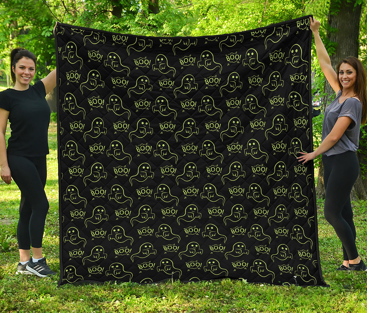 Boo Ghost Pattern Print Quilt