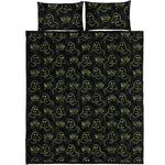 Boo Ghost Pattern Print Quilt Bed Set
