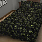 Boo Ghost Pattern Print Quilt Bed Set