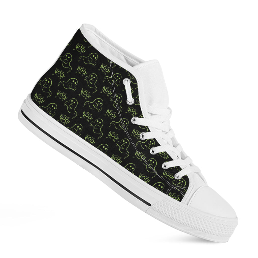 Boo Ghost Pattern Print White High Top Shoes