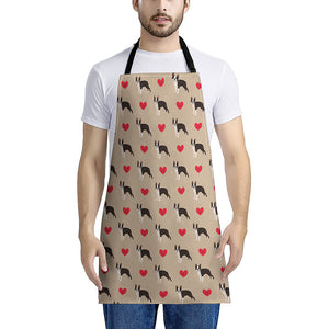 Boston Terrier Heart Pattern Print Apron