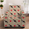 Boston Terrier Heart Pattern Print Armchair Slipcover