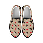 Boston Terrier Heart Pattern Print Black Slip On Shoes