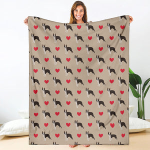 Boston Terrier Heart Pattern Print Blanket