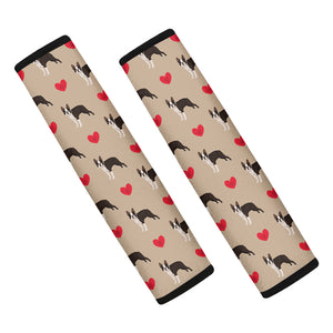 Boston Terrier Heart Pattern Print Car Seat Belt Covers