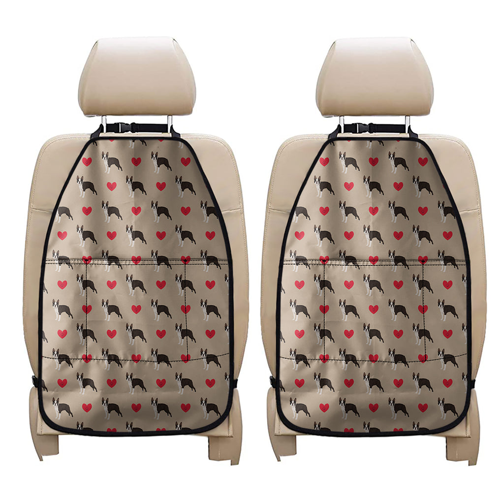 Boston Terrier Heart Pattern Print Car Seat Organizers