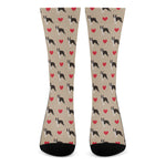 Boston Terrier Heart Pattern Print Crew Socks