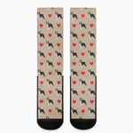 Boston Terrier Heart Pattern Print Crew Socks