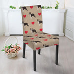 Boston Terrier Heart Pattern Print Dining Chair Slipcover
