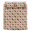 Boston Terrier Heart Pattern Print Duvet Cover Bedding Set