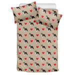 Boston Terrier Heart Pattern Print Duvet Cover Bedding Set